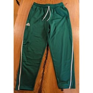 Adidas Womens Medium Track Pants Green Tapered Joggers Athletic Zip Ankle